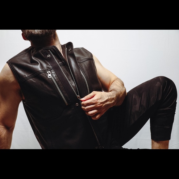 Diesel Black Gold Lamb Leather vest sz 50 US Large - Picture 5 of 10